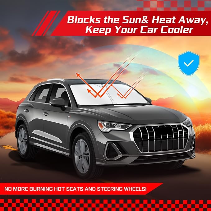 ARISMOTOR Windshield Sun Shade for Audi Q3 2019-2025 2026, Custom Fit Foldable Front Window Sunshade Sun Visor Protector, Block UV Rays Keep Your Car Cooler