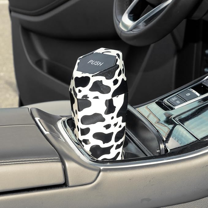Car Trash Can Portable 3.5" Width 7.9" Height Trash Bin Plastic Black White 1 Pcs