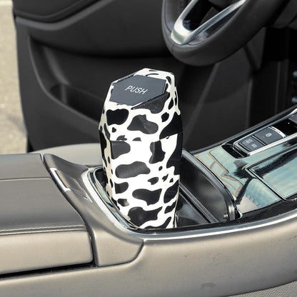 Car Trash Can Portable 3.5" Width 7.9" Height Trash Bin Plastic Black White 1 Pcs