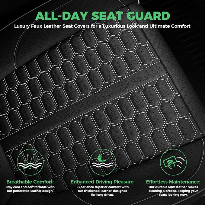 Custom Leather Seat Covers for Silverado/Sierra 1500 2019-2026, 2500HD 3500HD 2020-2026 Crew Cab Full Set with Jump Seat Cover (Armrest Storage Version Only), Truck Accessories