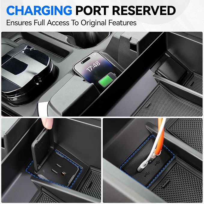 ELECFRESH 2PCS Center Console Organizer tray and Armrest Storage for 2023-2026 Chevy Silverado/GMC Sierra 1500 Accessories, 2024-2026 Silverado/Sierra 2500HD 3500HD(Only Fit Console with Bucket Seat)