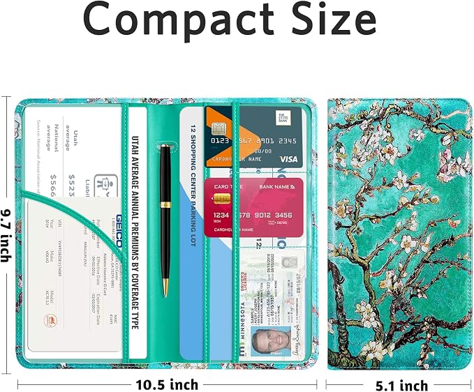 CoBak Car Registration and Insurance Holder - Vehicle Glove Box Car Organizer,Auto Truck Comparment Accessories Case with Magnetic Closure for Driver License,Cards
