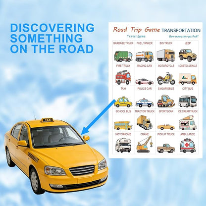 Road Trip Travel Game for Kids and Adults | 10 Double-Sided Cards, 18 Categories, Paper Cards, Educational Travel Entertainment