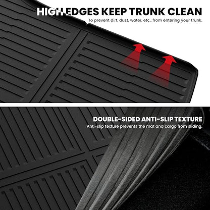 LASFIT 4PCS Front, Rear Trunk Mat & Cargo Mat for Tesla Model Y Juniper 2025 2026, Custom Fit TPE All Weather Cargo Liners Accessories (Not Fit Standard Range)