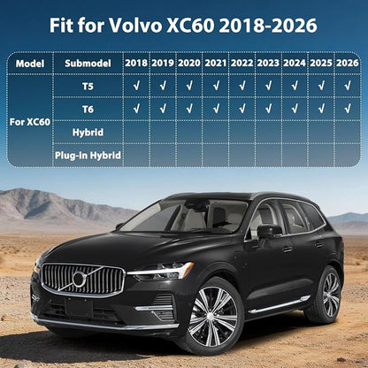 Floor Mats & Cargo Liner for 2018-2026 Volvo XC60 (Fit T5/T6, NOT Hybrid), All Weather Floor Liners TPE Custom Fit Volvo XC60 1st & 2nd Row & Trunk Mat Accessories Car Mats