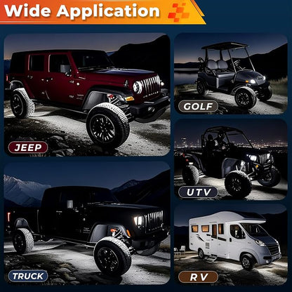 12 Pods Pure White LED Rock Lights Kit with Switch Wiring Harness,6500K 324 LEDs Bright Rock Lights for Trucks,Waterproof Underglow Light for Car Jeep Off Road ATV UTV SUV(Patented)