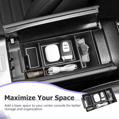 LUWU Center Console Organizer Compatible with 2022-2026 Benz C-Class C300/C300 4Matic/AMG C43/AMG C63 SE Performance W206 Accessories Armrest Console Storage Box Insert Tray ABS Material White