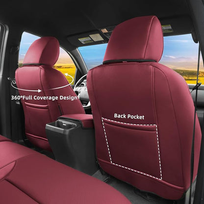 Lolcar Custom Fit Tacoma Car Seat Covers for Select Toyota Tacoma 2016 2017 2018 2019 2020 2021 2022 2023 Double Cab/Crew Cab -Full Set,Leather (Burgundy