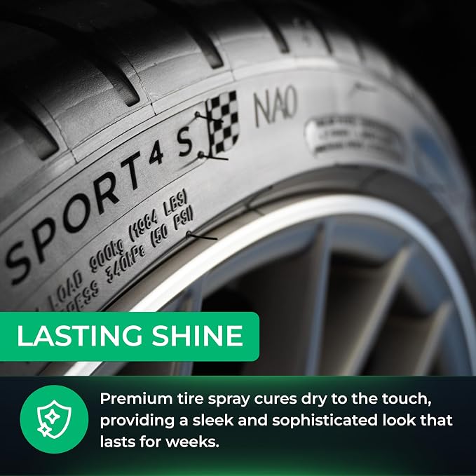 Armour Detail Supply Tire+, Advanced Water-Based Tire Shine Spray for Lasting Shine, All Tire Spray, Durable and Hydrophobic - 1 Gallon Bottle