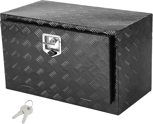 VEVOR Underbody Truck Box, 30" x 17" x 18" Pickup Storage Box, Heavy Duty Aluminum Diamond Plate Tool Box with Lock and Keys, Waterproof Trailer Storage Box with T-Handle Latch for Truck, Van, Trailer