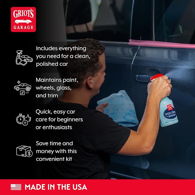 Griot's Garage Starter Car Care Kit, Vehicle Detailing Set, Includes Car Wash, Wax, Vehicle Detailer, Wheel Cleaner, Clay Bar, Vinyl and Rubber Dressing, 11131