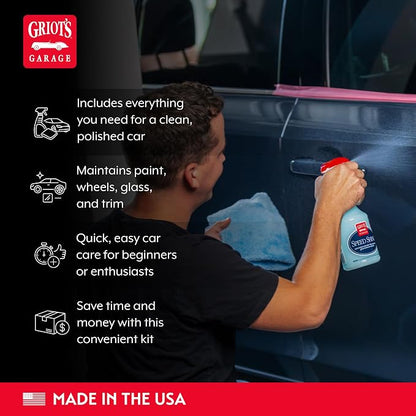 Griot's Garage Starter Car Care Kit, Vehicle Detailing Set, Includes Car Wash, Wax, Vehicle Detailer, Wheel Cleaner, Clay Bar, Vinyl and Rubber Dressing, 11131