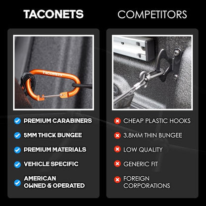 TacoNets Envelope Cargo Net for Ford Maverick - Fits 2022-Current - Upgraded 5mm Bungee - Integrated Storage Bag - Heavy Duty Carabiners - Designed in USA