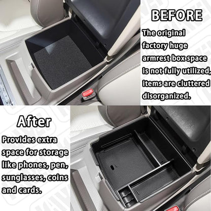 HGWEI Center Console Organizer Compatible with Kia Carnival KA4 MPV 2022 2023 2024 2025 2026 Accessories Armrest Storage Box, Secondary Insert Tray Coin Holder, Black