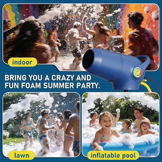 Party Foam Cannon, 3 Modes Foam Machine for Party, Adjustable Wind Speed Detachable Front Barrel, Foam Making Machine for Garden Backyard Pool Indoor (Foam Machine - Enhanced Version)