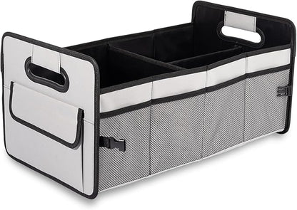 JiatuA Car Trunk Organizer, Car Organizers and Storage Collapsible Multi Compartment Container Box, Adjustable Car Accessories for SUV Sedan Truck, Standard Size, Grey