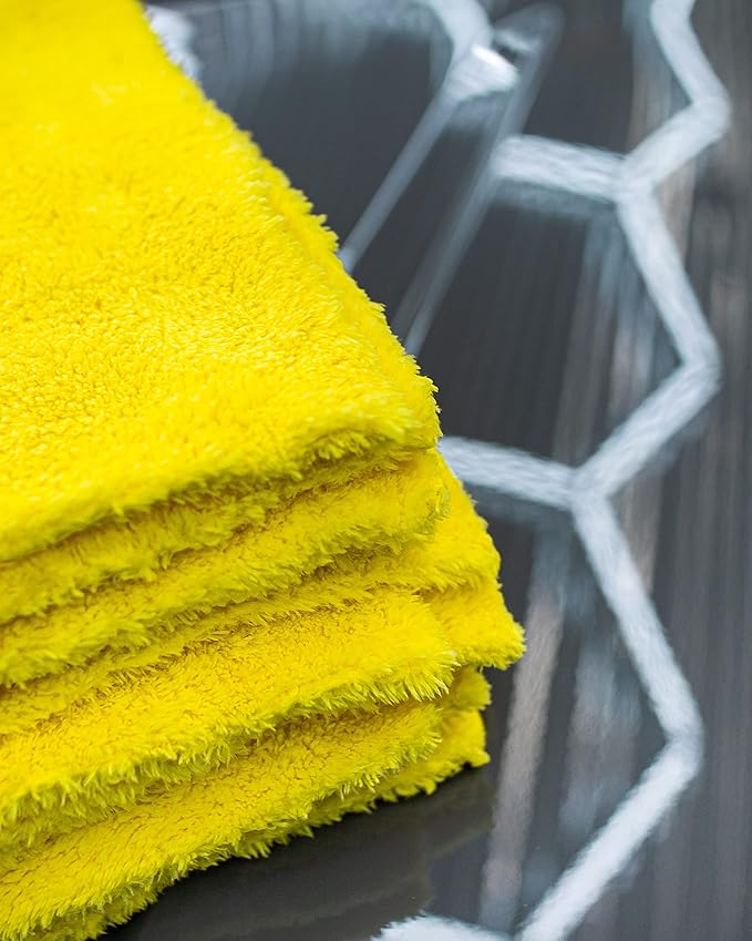Autofiber [Korean Plush 550] Premium Edgeless Detailing Towels 550gsm (16"x16") Yellow - 3 Pack
