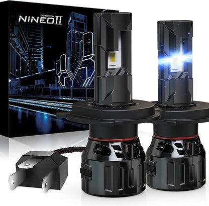 NINEO H4 Bulbs, 9003 Fog Lights, [2025 Upgrade] 600% Brighter 6500K White, Fan-Cooled, No Flicker, Plug & Play, Off Road or Fog Light, 2 Pack