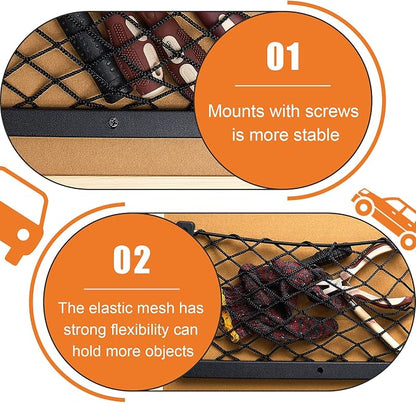 Frienda 4 Pcs Boat Storage Net Bag, ABS Plastic Car Framed Mesh Net Holder, Phone & Cargo Organizer with Screws for Auto, Rv, Boat, Pontoon, Truck Pocket Storage (14 x 7.3 Inch)