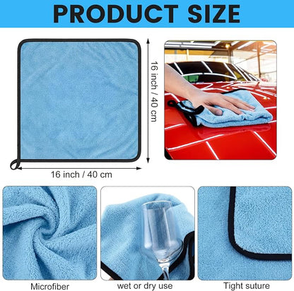 Tallew 60 Pcs Light Blue Microfiber Towels: 16"x16" Microfiber Drying Towels Bulk Micro Fiber Car Cleaning Cloth for Cars Drying Washing Polishing Cleaning Household Supplies