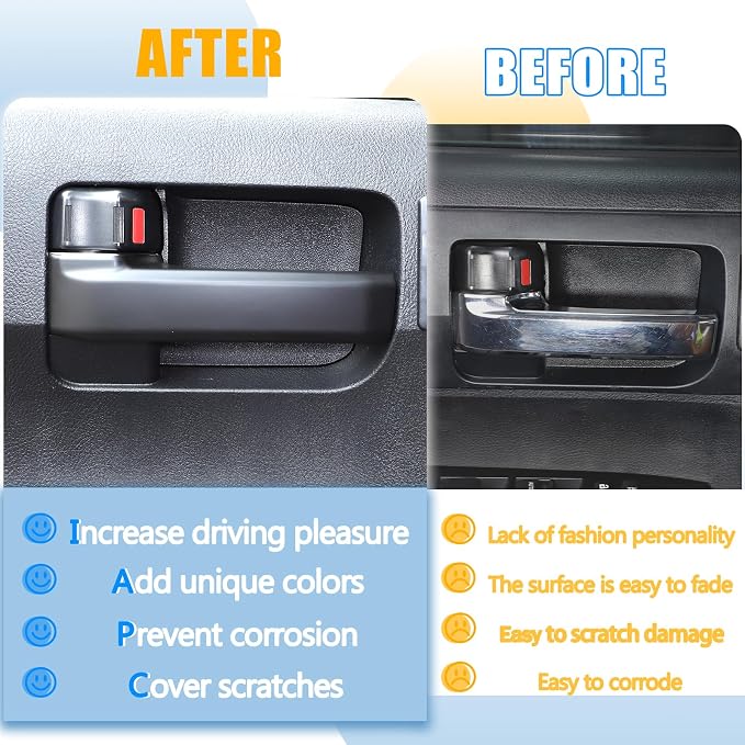 ABS Car Inner Door Handle Decoration Cover Trim Fit for Toyota Tundra/Sequoia 2007-2021 Interior Car Accessories (Matte Black)