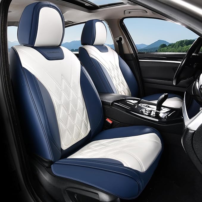 Coverado Car Seat Covers, Front Covers for Cars, Car Seat Cover Front Seats, Car Seat Protector Waterproof, Leather Car Seat Cushion, Universal Interior Covers Seat Protectors for Most Cars