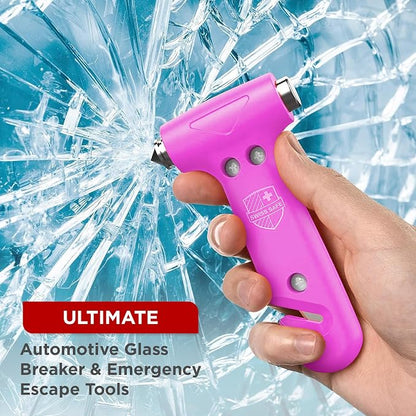 Swiss Safe 5-in-1 Emergency Car Safety Hammer – Car Window Breaker & Seatbelt Cutter, Heavy-Duty Escape Tool for Vehicle Emergencies and Auto Kits – Pink, 1 Pack