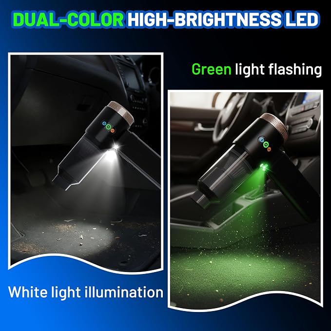 GcdPai Handheld Car Vacuum Cordless 20000PA Powerful Small Portable Rechargeable Vacuum Cleaner with LED Light Mini Vacuum for Car, Home, Office, Keyboard, Pet (Black Gold)