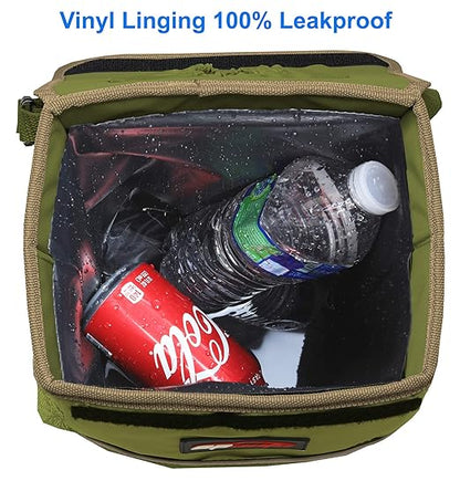 EPAuto Waterproof Car Trash Can with Lid and Storage Pockets, 2.5 Gallon Leakproof, Green