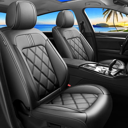 Ranger Car Seat Covers Custom Fit for Ford Ranger 2019-2025 2026, Full Coverage Leather Waterproof Breathable Seat Covers Full Set, Automotive Seat Protectors, Airbag Compatible(5 Seats, Black)