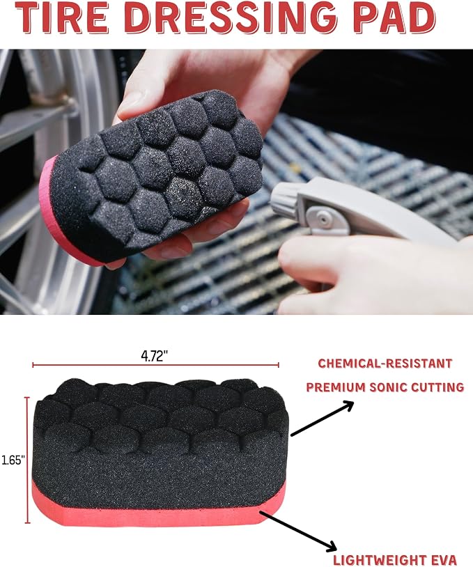 oesee 7PCS Car Wheel Rims Detail Cleaning PRO Wash Kit, Wheel Wash Mitt, Tire Brush, 2PCS Soft Wheels Brush, Detailing Brush, and Tire Dressing Pads, Microfiber Dry Towel Scratch-Free Cleaning