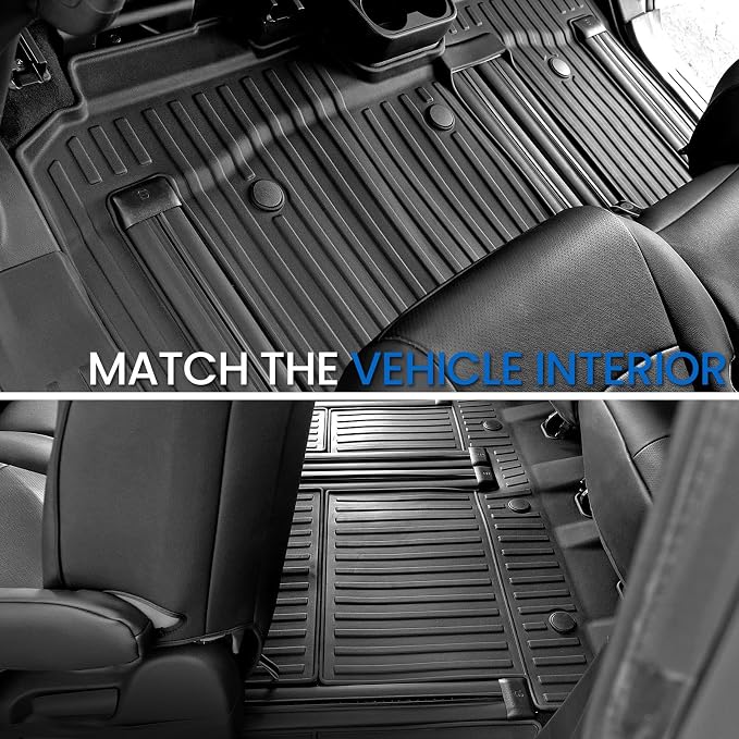 Floor Mats Set for 2021-2025 2026 Toyota Sienna (Only for 8 Seats), All Weather TPE Backrest Mat Trunk Lower Well Mat Cargo Liner Door Sill Guards Accessories (8 Seats Full Mats Set)