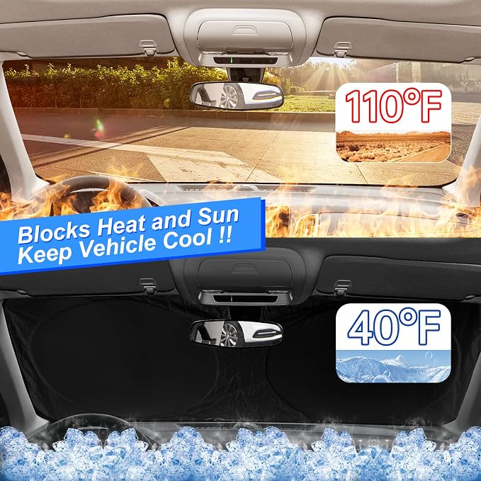 Windshield Sun Shade for Honda Fit 2007-2020 2021 2022 2023 2024 Sun Visor Protector Foldable Window Sunshade for Honda Fit Hybrid Sport Windshield Cover Car Sun Shields Block UV Rays