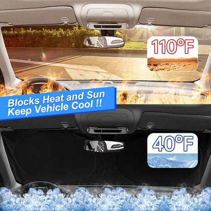 Windshield Sun Shade for Honda Fit 2007-2020 2021 2022 2023 2024 Sun Visor Protector Foldable Window Sunshade for Honda Fit Hybrid Sport Windshield Cover Car Sun Shields Block UV Rays