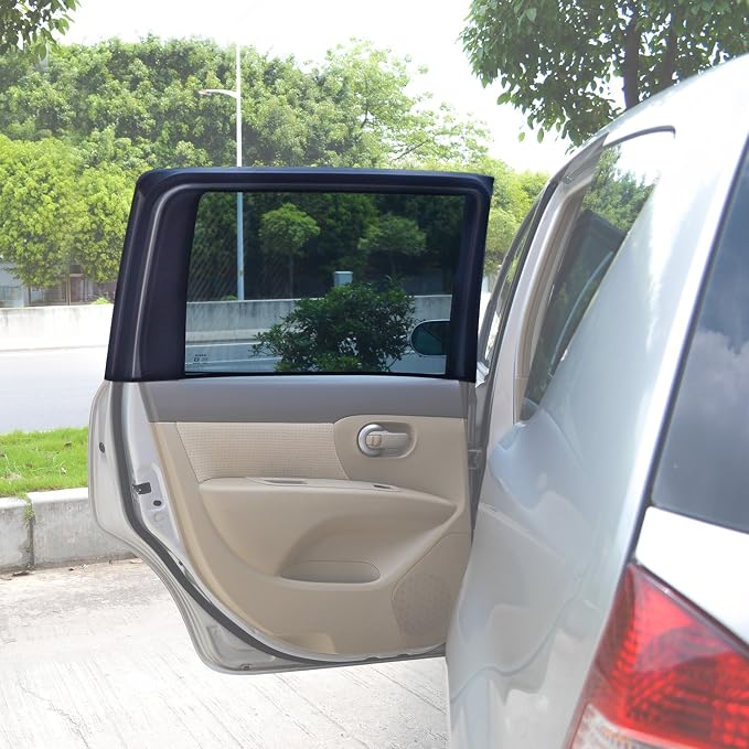 TFY Universal Car Rear Side-Door Square-Window Sunshades - for Vehicles with Side Windows 29.5Inch - 41.5Inch W x 19Inch H (Regular Rectangular Window)