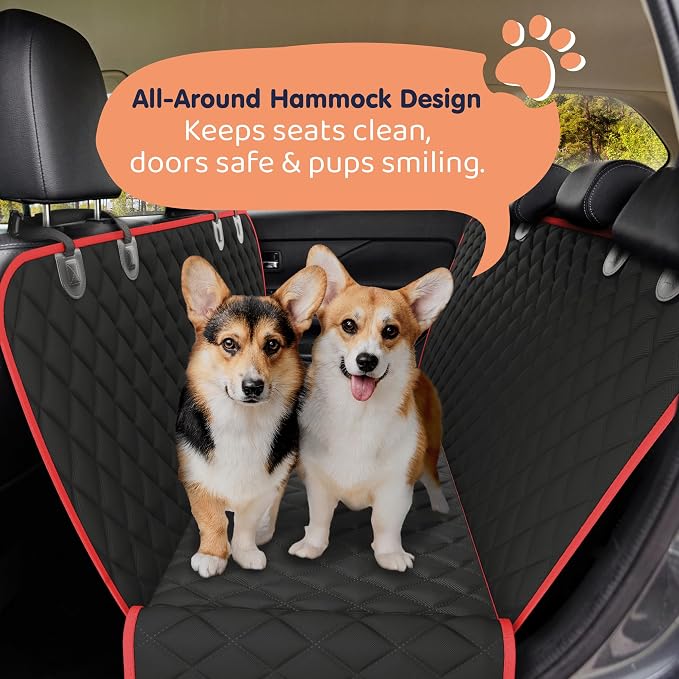 Petloox XL Dog Car Seat Cover for Back Seat, Waterproof Hammock for Car, SUV & Truck, Non-Slip Backseat Cover for Dogs, Heavy-Duty Dog Hammock Style Seat Protector Pets, Easy to Install & Clean