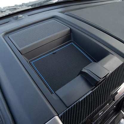 JDMCAR Liner Accessories Compatible with Ford F150 2015 2016 2017 2018 2019 2020 Premium Cup Holder, Center Console, and Door Pockets Rubber Inserts Kit (Bucket Super Crew) (Blue Trim)