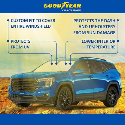 Goodyear Foldable Windshield Sunshade for GMC Terrain 2018-2024, Car Accessories, Sunshade Cover, Sun Shade Car Windshield, Window Sun Blocker - GY008341