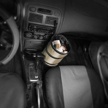 FH Group FH1120 Collapsible Trash Can (Beige) Small with Gift - Universal Fit for Cars Trucks and SUVs
