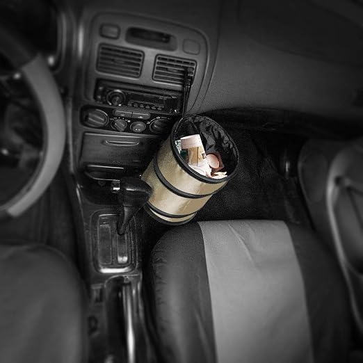 FH Group FH1120 Collapsible Trash Can (Beige) Small with Gift - Universal Fit for Cars Trucks and SUVs