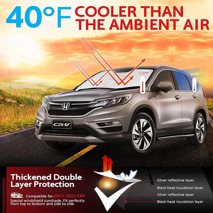 KAYZT Windshield Sun Shade for Honda CRV 2012-2016 CR-V Foldable Sunshade SUV Front Window Custom Fit Accessories