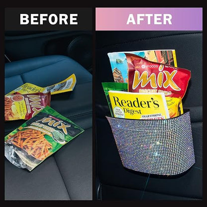 Cavalcade Car Trash Can, Hanging Trash Bin, Leakproof Garbage Organizer, Bling Vehicle Waste Basket, Mini Dustbin Container with Clip for Car, Office, Kitchen, Bedroom, Home and More, Multicolor