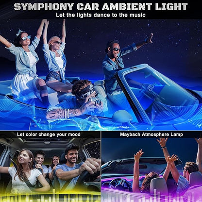 RGB Acrylic Interior Car LED Strip Light with Wireless APP, 10 in 1 with 175 inches 593 LEDs Neon LED Strip Light, 16 Million Colors Dynamic Music Sync Car Ambient Lighting Kits