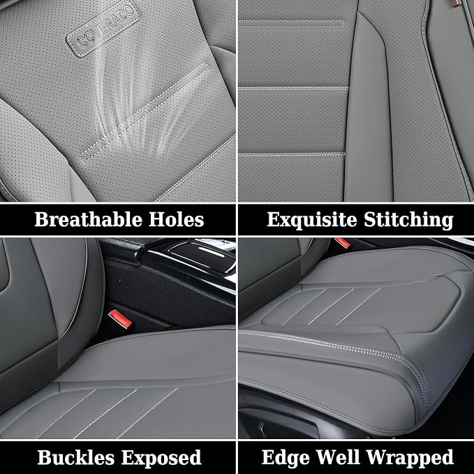 Coverado Seat Covers Full Set, Seat Covers for Cars, Gray Car Seat Cover, Waterproof Car Seat Protector, Nappa Car Seat Cushion, 5 Pieces Car Seat Covers Front Seats and Back Fit for Most Cars