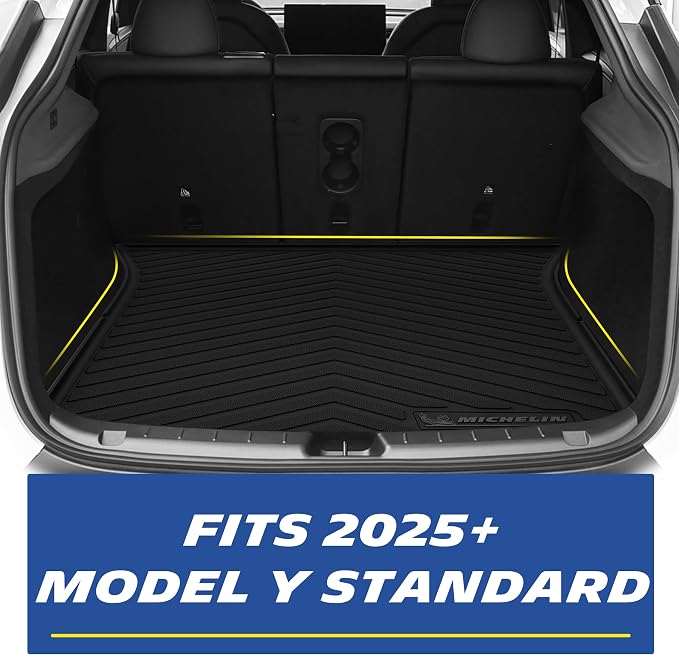 Michelin Vehicle Mat, All-Weather TPE Custom Fit Liner for Tesla Model Y 5 Seat Standard Trunk Mats 2025-2027 (3 Piece), Not Fit Premium or Performance, Premier