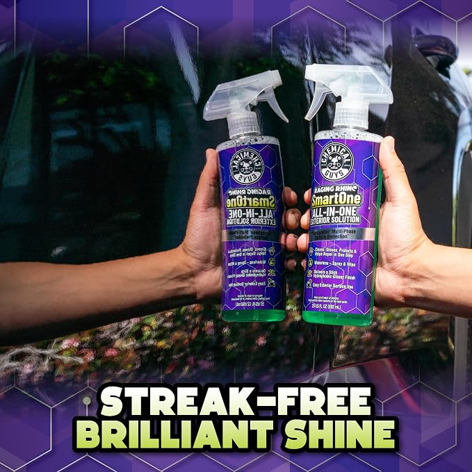 Chemical Guys Raging Rhino Waterless Car Wash And Quick Detailer Spray And Wipe Exterior Cleaner 2 Pack (20 Oz Each) With 6 Premium Microfiber Towels