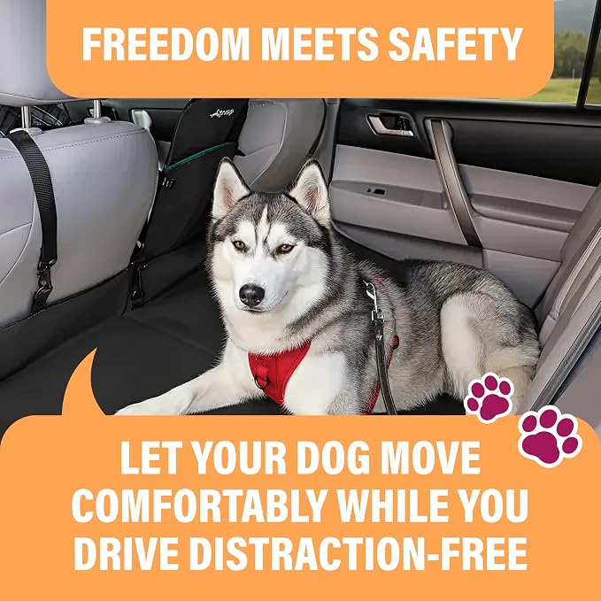 Active Pets Orange Car Seat Belt for Dogs, Attaches to Harness & Collar, Adjustable 18" - 24" Travel Restraint System Fits Small - Large Pups for Safety & Comfort, Essential Pet Supplies & Accessories