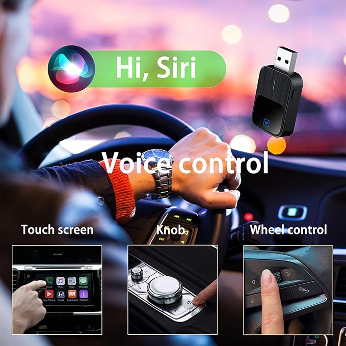 Auto Wireless CarPlay & Android Adapter 2 in 1 for Ford Ranger 2019-Present Plug and Play USB Car Dongle Reconnect, Voice Control, Navigation, Music Streaming,Grey Style