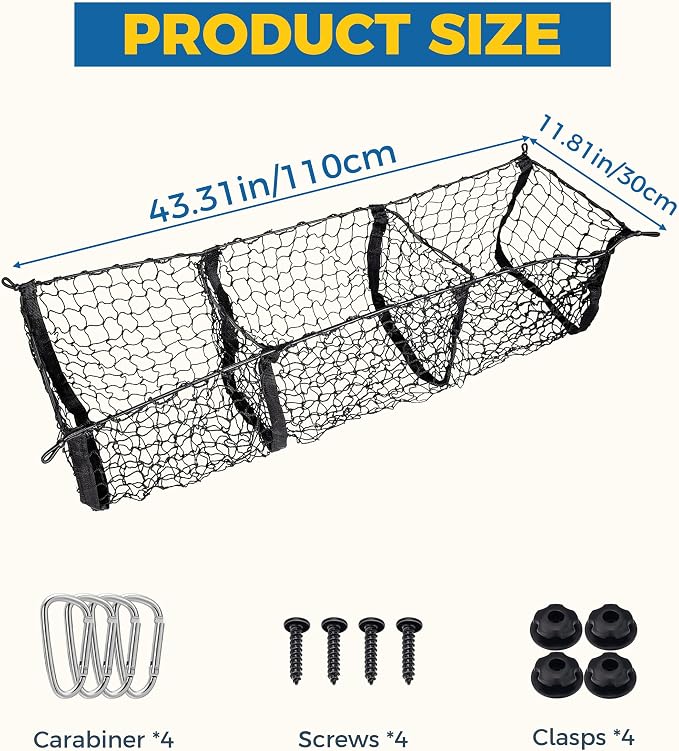 Cargo Net,Cargo Net for SUV,Truck Bed Organizer,Car Accessories Automotive Cargo Nets,3 Pocket Truck Bed Cargo Net,Truck Net Truck Storage,Mesh Storage Net for SUV, Car, Pickup Truck Bed, Etc