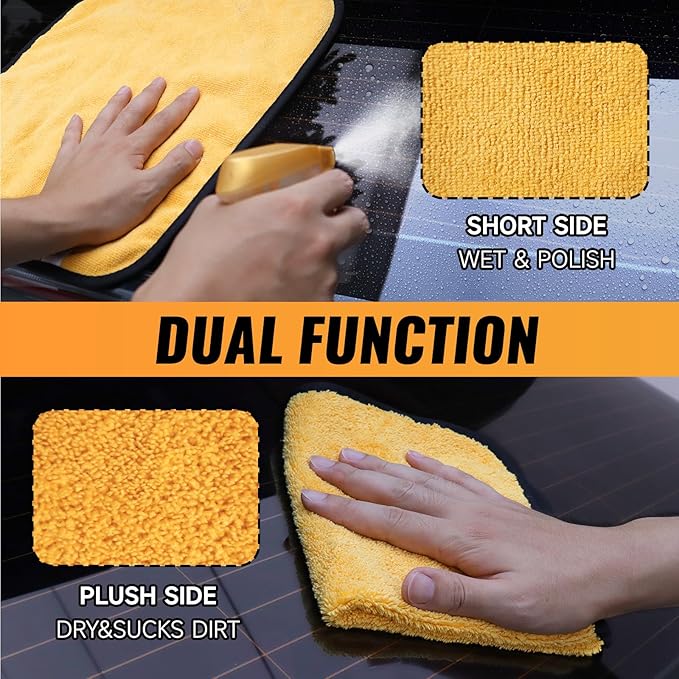 MRD's Home 3 Pack Microfiber Towels for Cars,16inch*14inch-420GSM Premium Microfiber Cleaning Cloth Car Drying Towel,Safe for Car Wash Scratch Free Strong Water Absorption